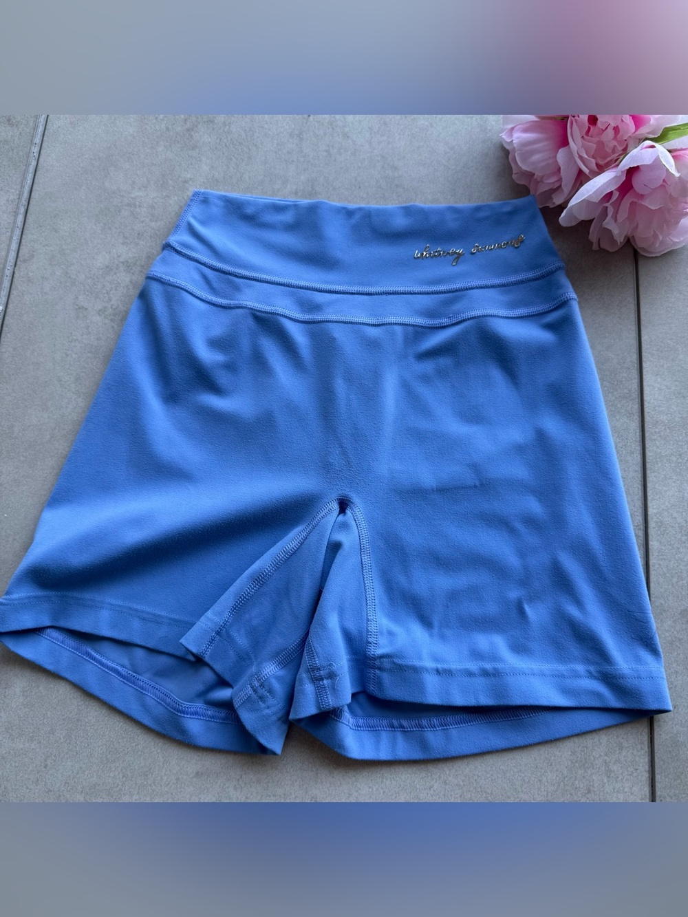 Gymshark Whitney Simmons Biker Shorts Blue Xsmall Logo high Rise push up back
